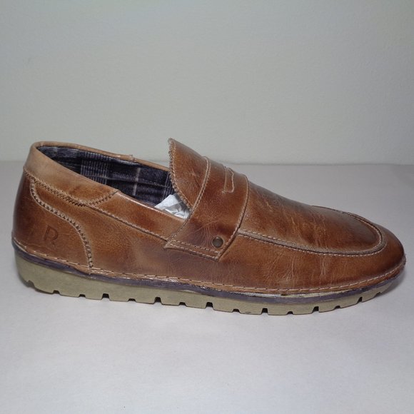 Roan Size 11 M FAULKNER Tan Rustic Leather Slip On Loafers New Men\'s Shoes main image 7